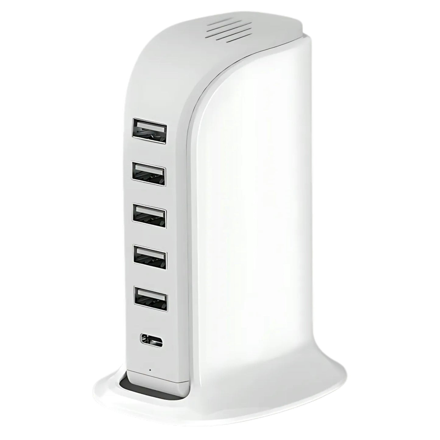 6-in-1 USB Charging Station – 40W Charger Block with 5 USB Ports (Shared 6A) & 3A USB-C Port, Multiport Desktop Charging Hub for Travel & Multiple Electronics