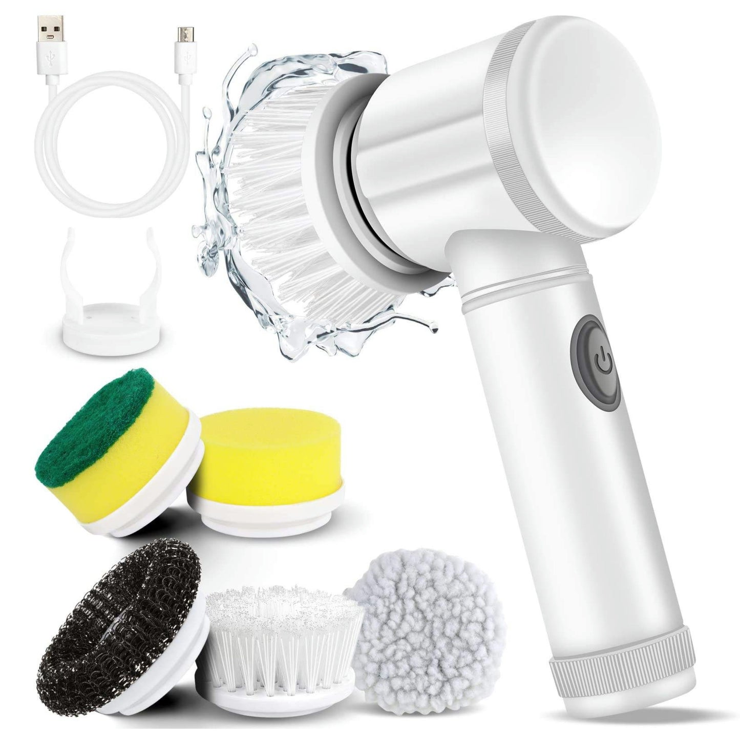 Cordless Electric Spin Scrubber Ð Handheld Dish Washing Brush with 5 Replaceable Heads